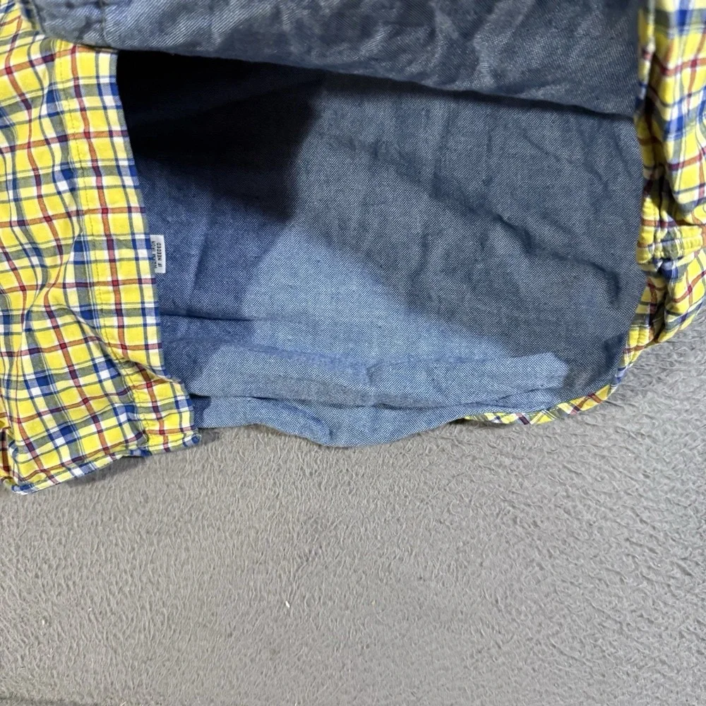 Polo Ralph Lauren Mens Button Up Shirt Thick Heavy XL Blue Yellow Plaid‎ Down